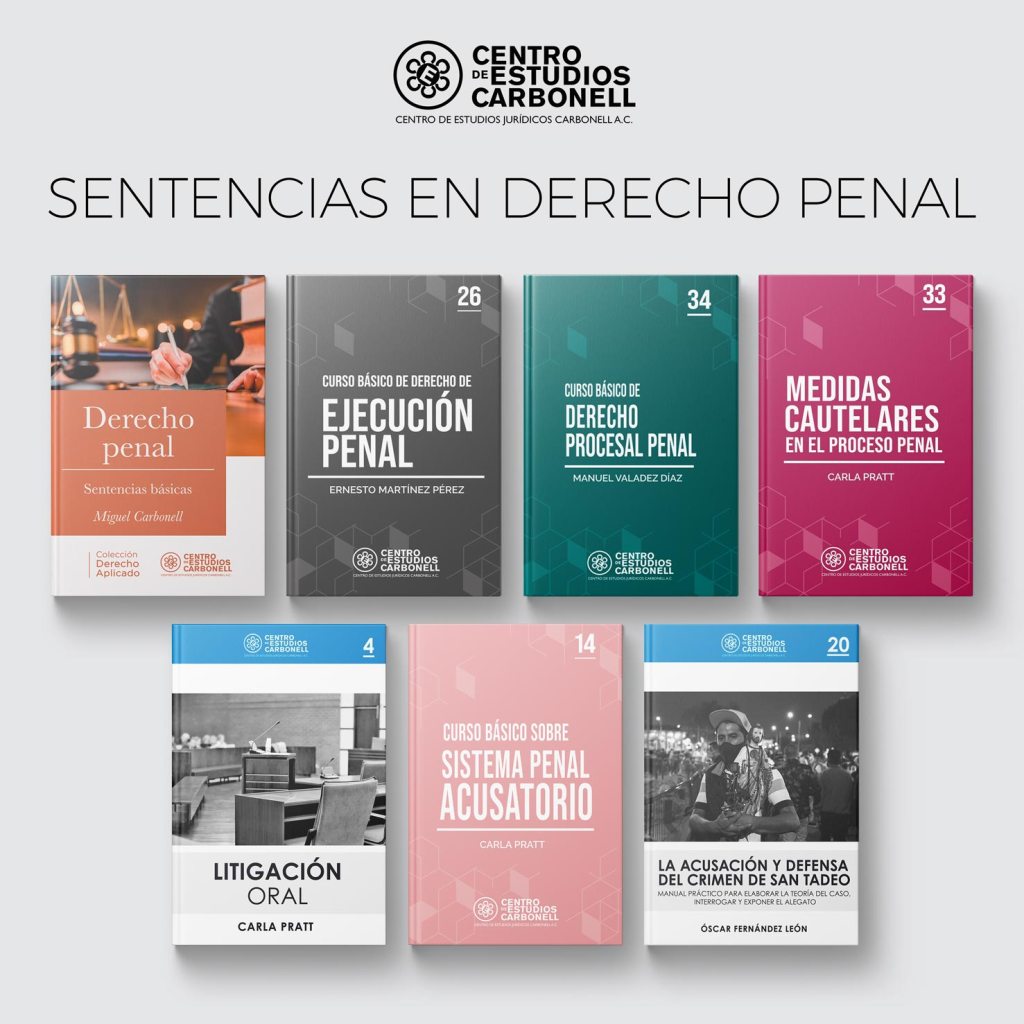 Portadas de libros sobre derecho penal del Centro de Estudios Carbonell.